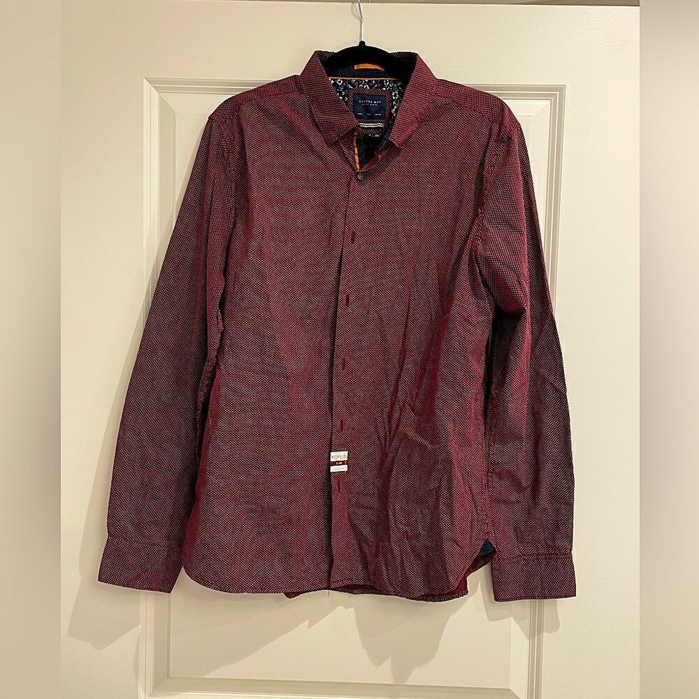 NWT Cactus Man by Ricky Singh Maroon Dress Shirt Sz. L